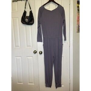 PRETTYGARDEN Jumpsuit Women’s Size L Purple Long Sleeve Keyhole Stretch Romper